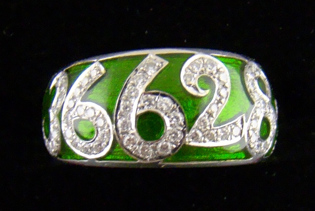 (image for) RARE 18K "VISIBER" ENAMEL DIAMOND RING